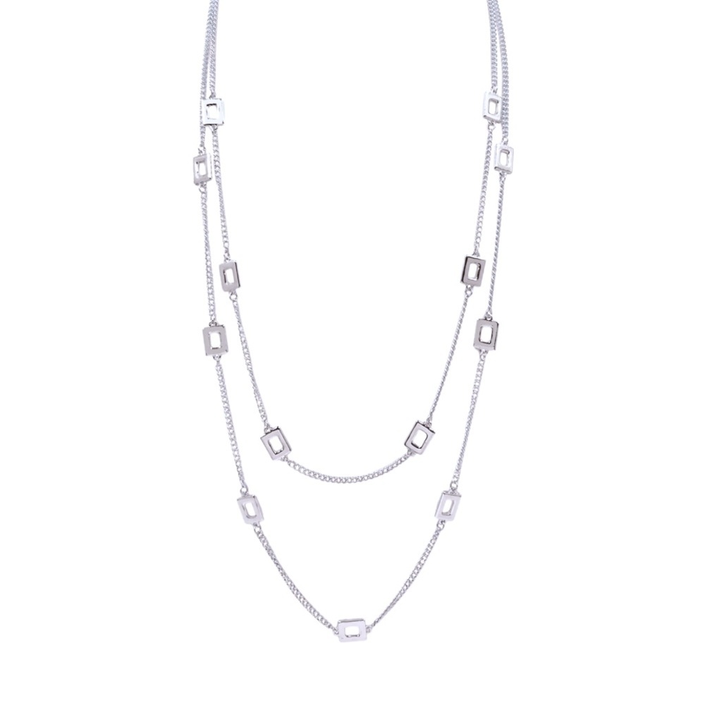 NWT Layered Rectangle Link Necklace 25–30" Adjustable